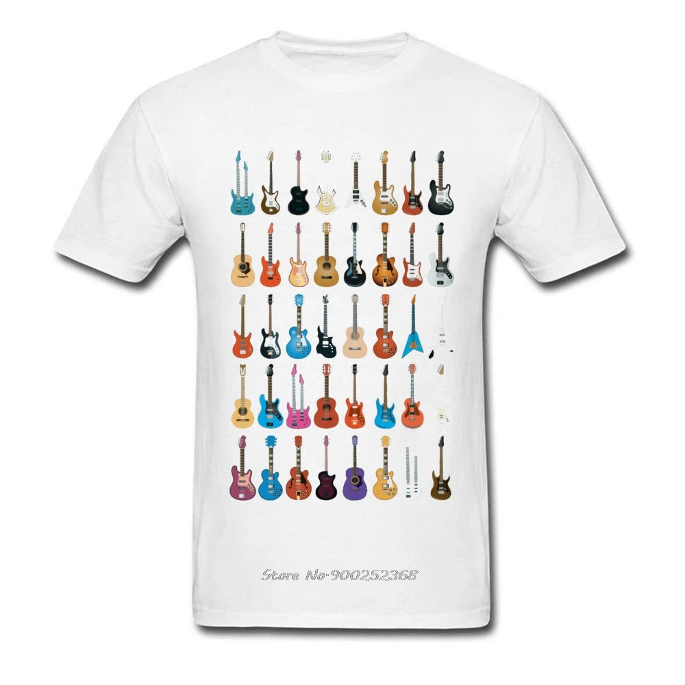 Love Guitar T-shirt Men Different Guitars T Shirt Music Lover Funny Tshirt Swag Clothing Custom Summer Coolest Black Streetwear