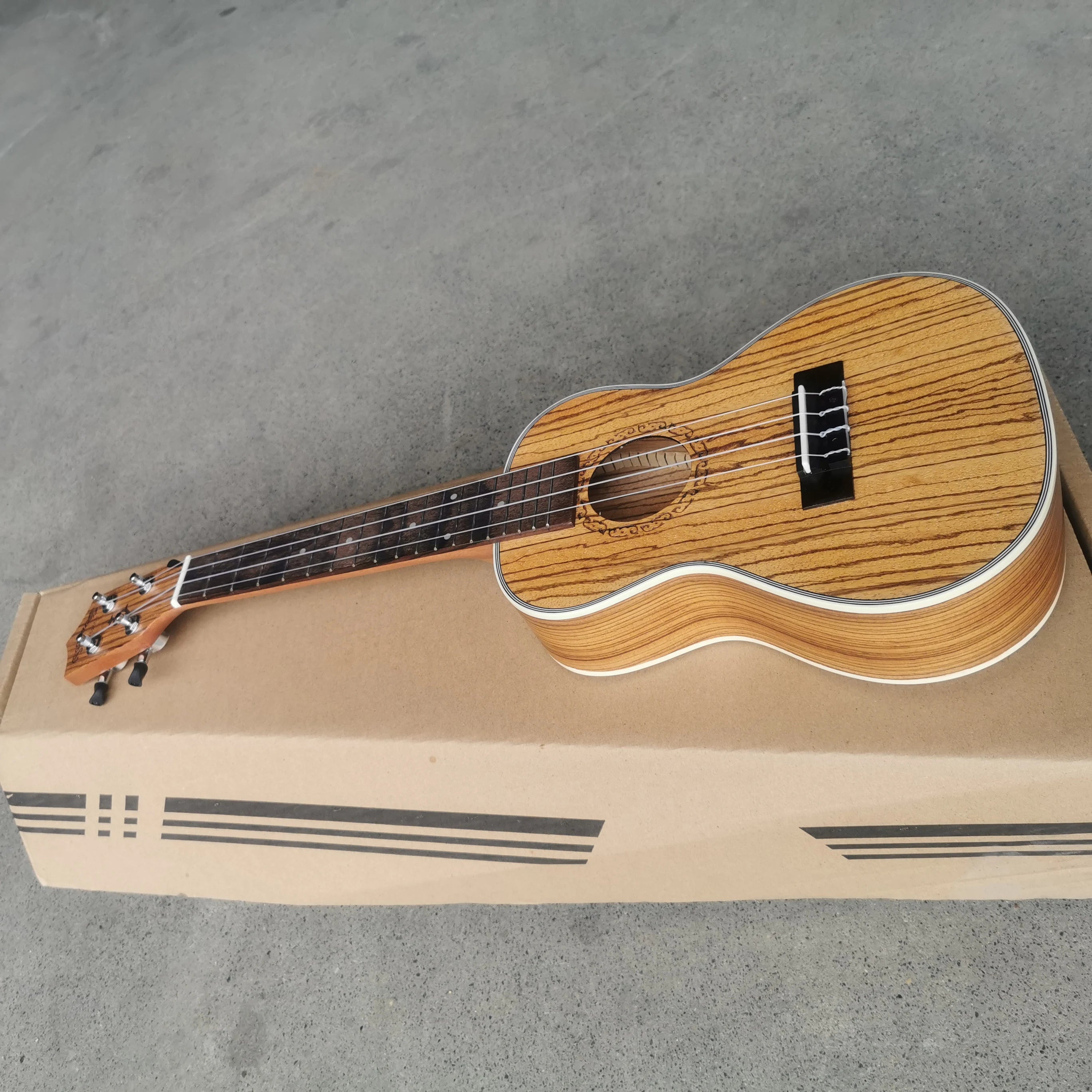 Zebra Wood 24-Inch Concert Ukulele with Matte Finish