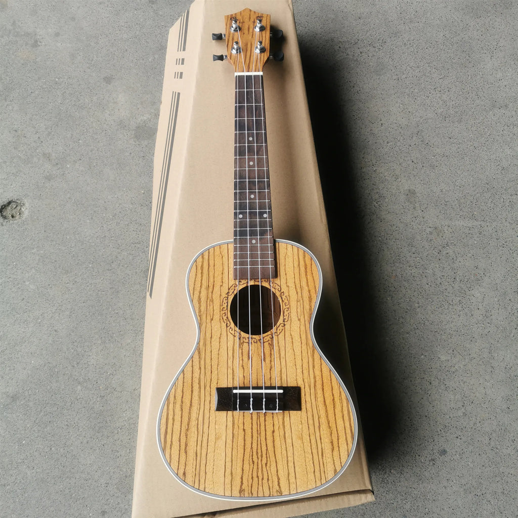 Zebra Wood 24-Inch Concert Ukulele with Matte Finish