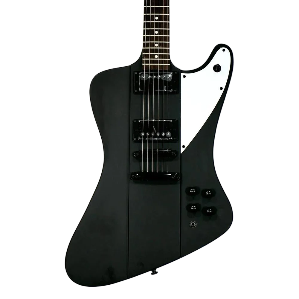 Hardluck Kings Firebird Spider Electric Guitar – Matte Black with Hard Case