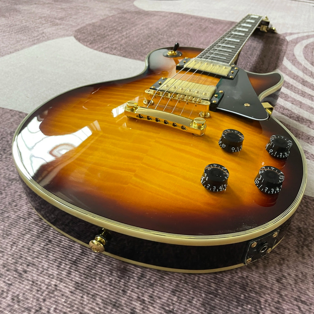 Sunburst L5 Electric Guitar Mahogany Body SEMI-HOLLOW Glossy Polished Finish Chrome Hardware Free Ship