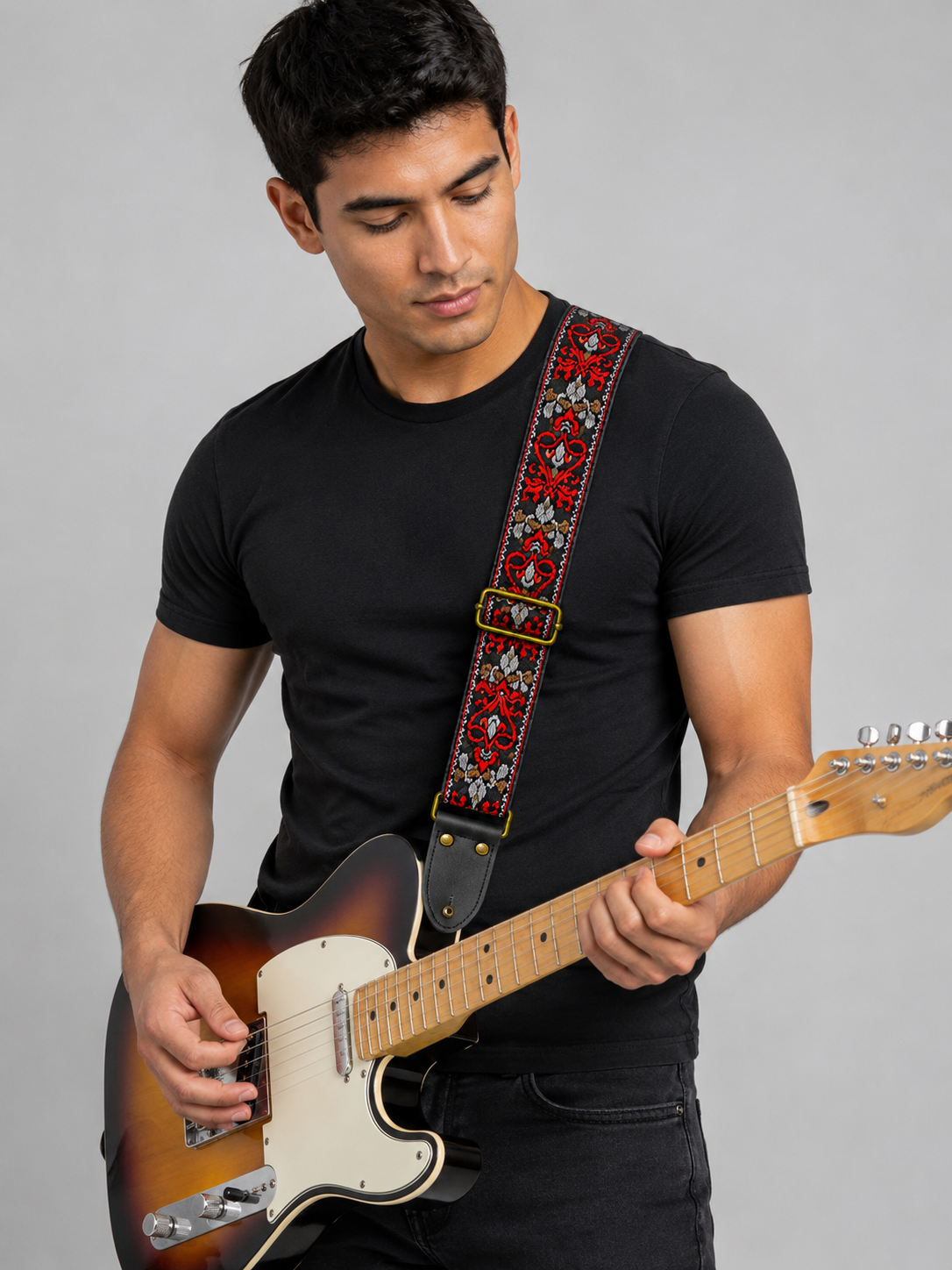 Red Vintage Guitar Strap