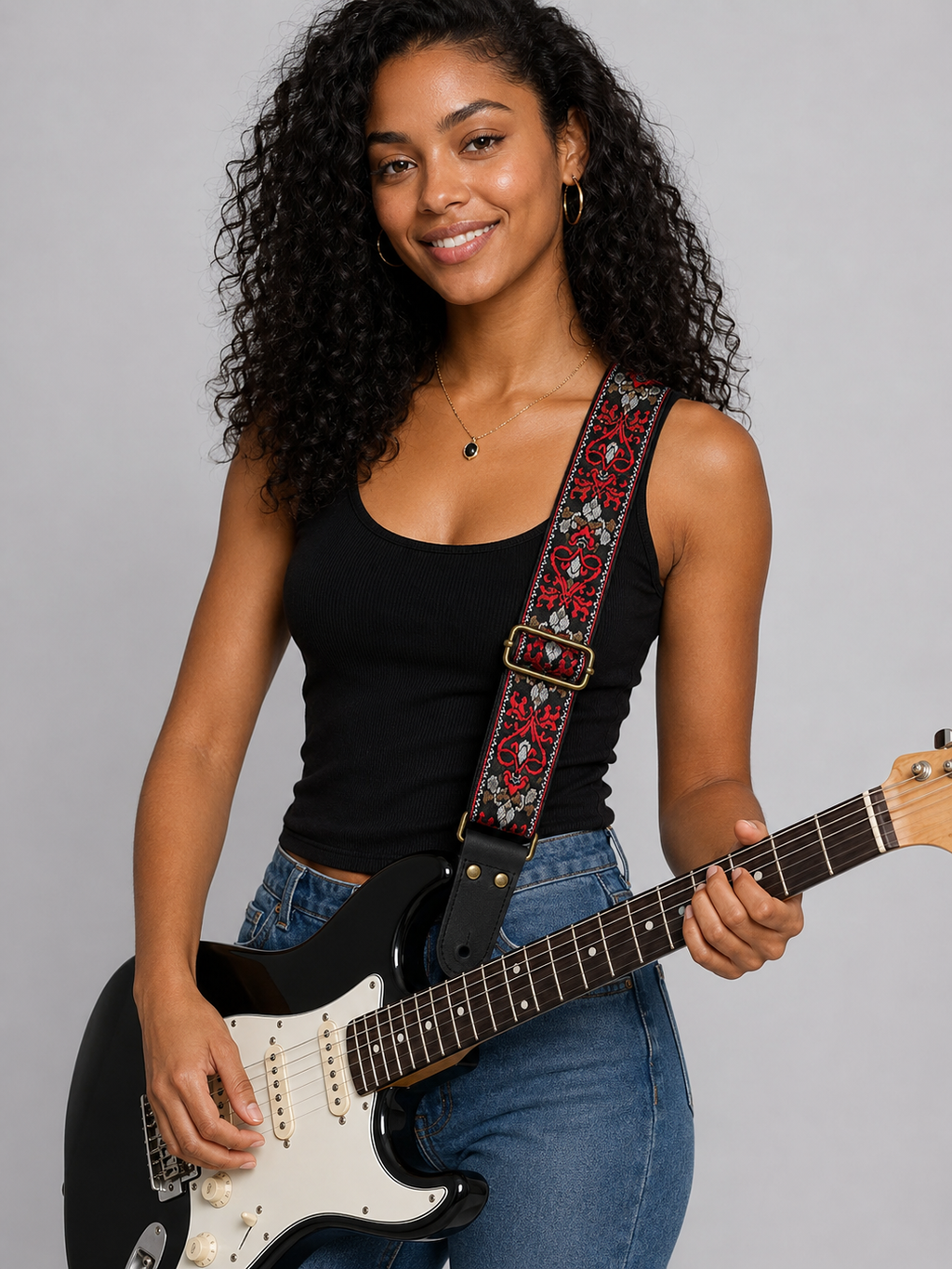Red Vintage Guitar Strap