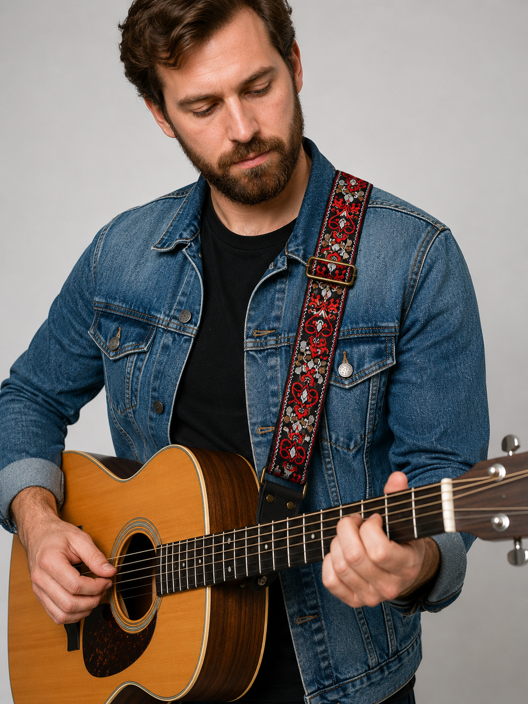 Red Vintage Guitar Strap