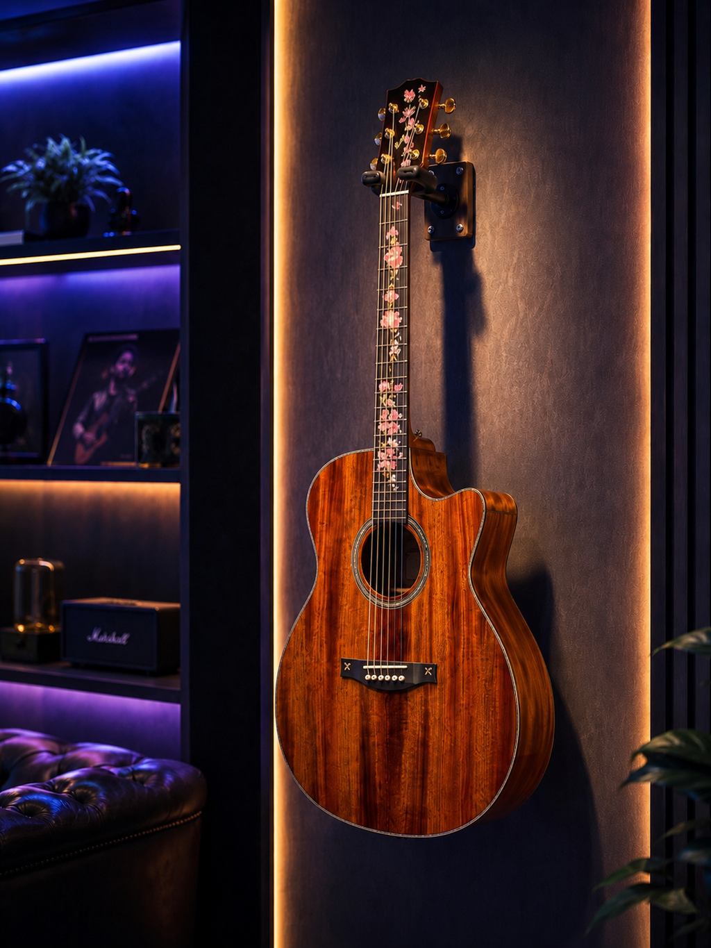 40-Inch Handmade All-Solid Mahogany Acoustic Guitar