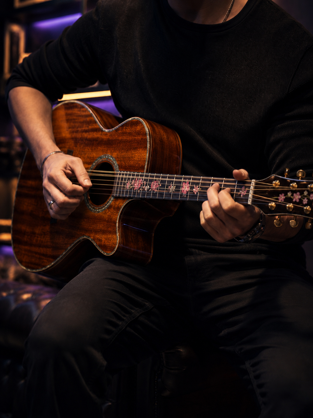 40-Inch Handmade All-Solid Mahogany Acoustic Guitar