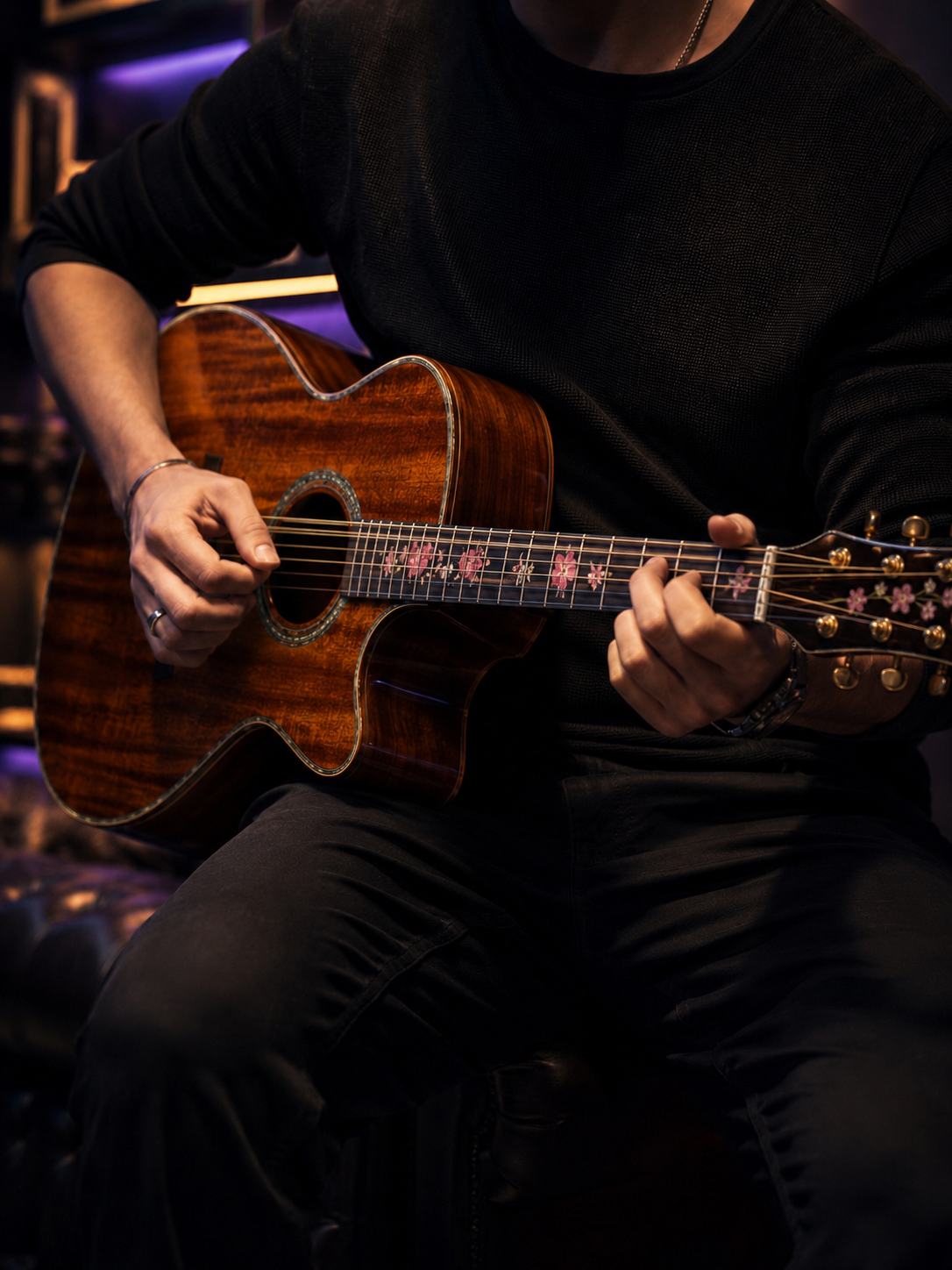 40-Inch Handmade All-Solid Mahogany Acoustic Guitar