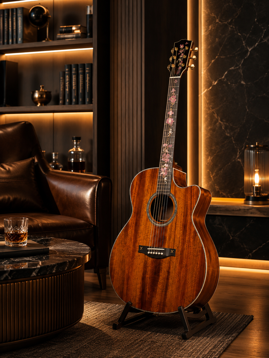 40-Inch Handmade All-Solid Mahogany Acoustic Guitar