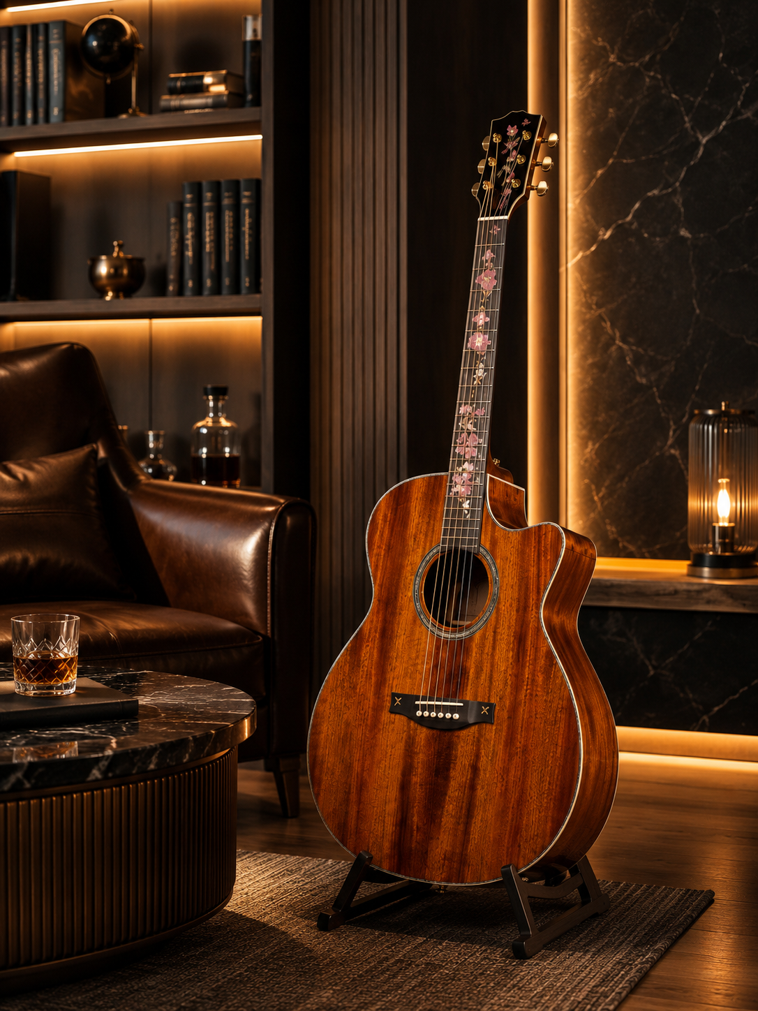 40-Inch Handmade All-Solid Mahogany Acoustic Guitar