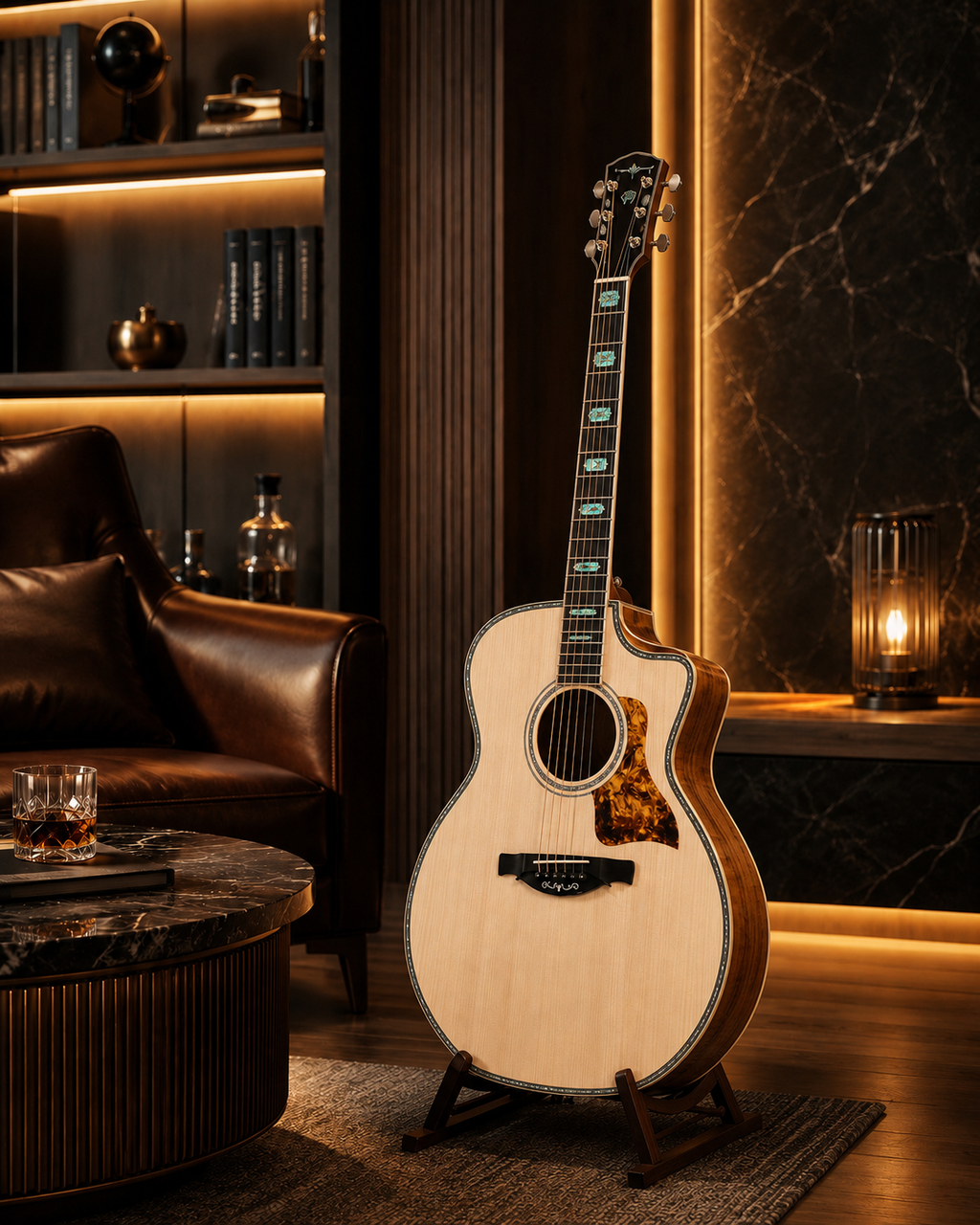 Handmade All-Solid Acoustic Guitar | Solid Spruce Top & Mahogany Back/Sides | 6-String Cutaway | Professional Grade | Warm Resonant Tone