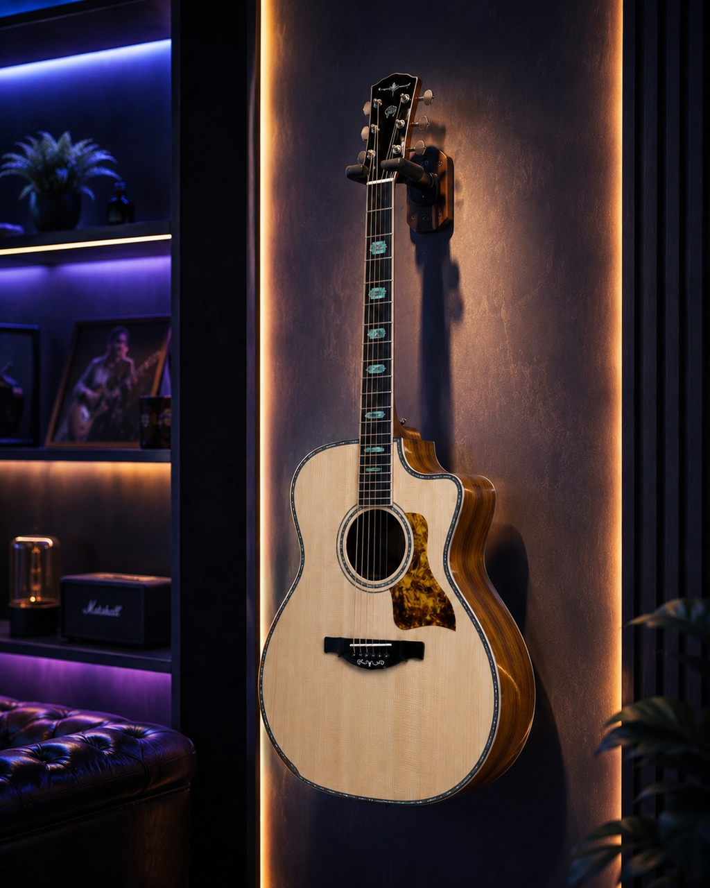 Handmade All-Solid Acoustic Guitar | Solid Spruce Top & Mahogany Back/Sides | 6-String Cutaway | Professional Grade | Warm Resonant Tone
