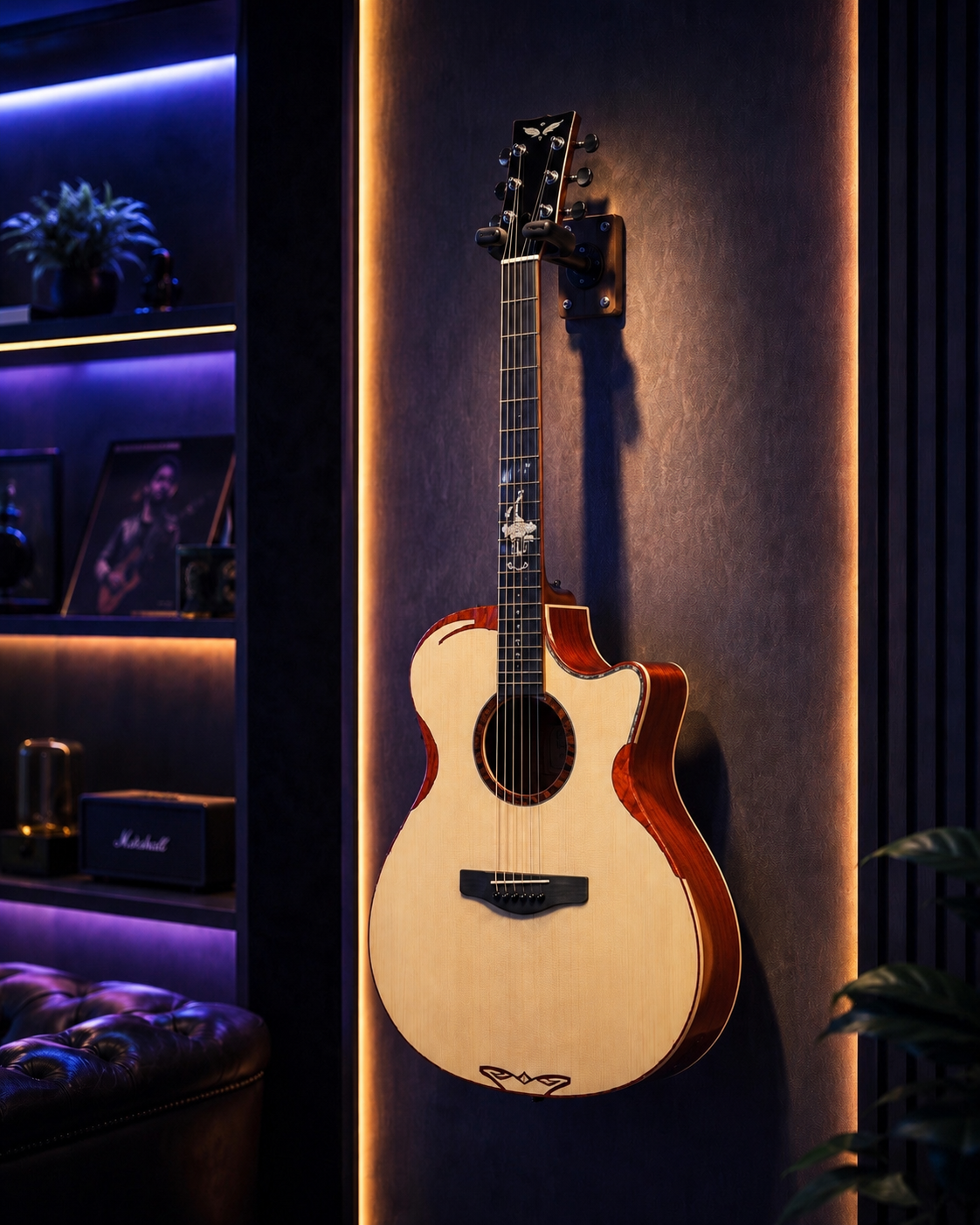 41" Handcrafted Acoustic Guitar | All-Solid Spruce & Mahogany | High-Gloss Finish | Built-in Resonance EQ