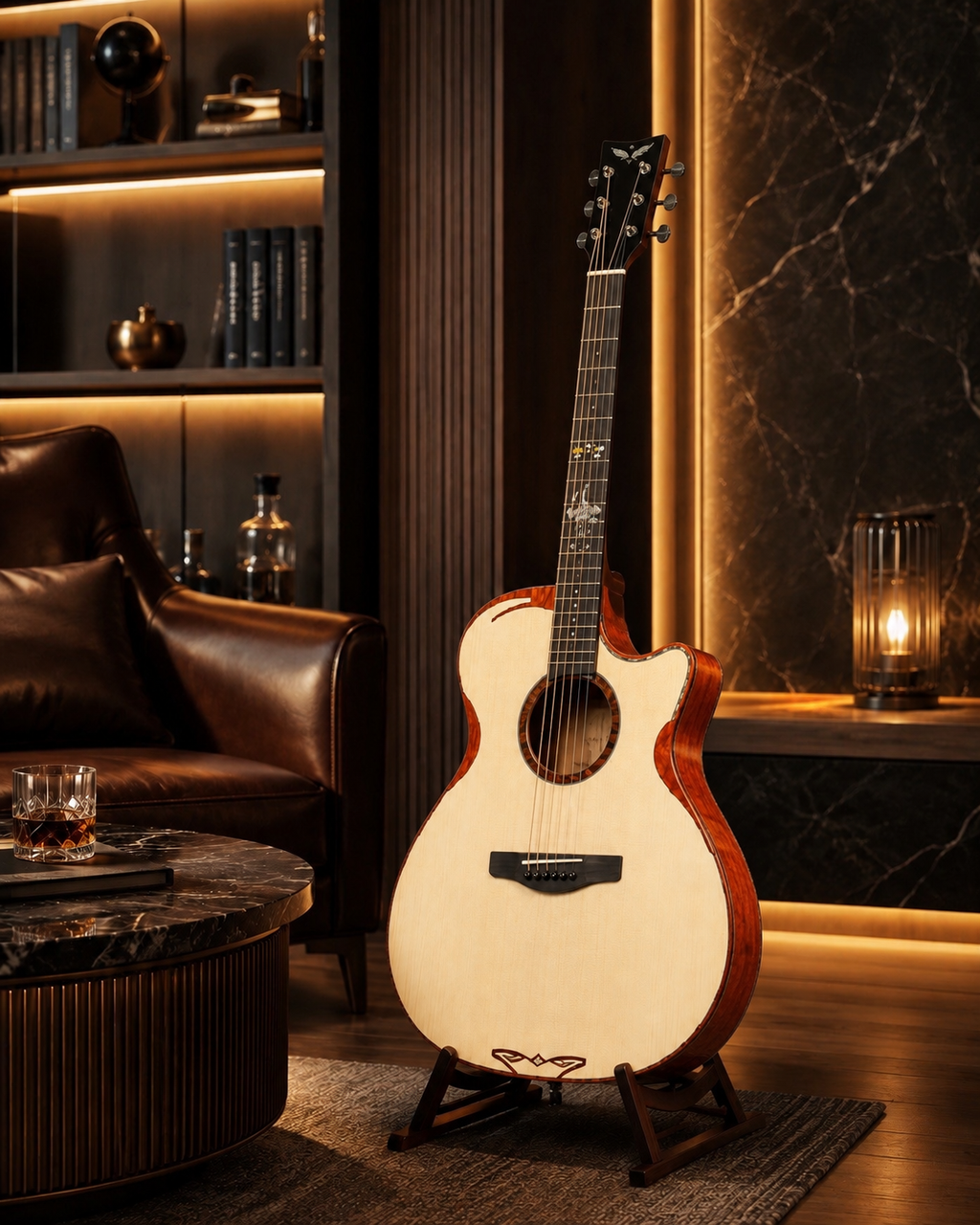 41" Handcrafted Acoustic Guitar | All-Solid Spruce & Mahogany | High-Gloss Finish | Built-in Resonance EQ