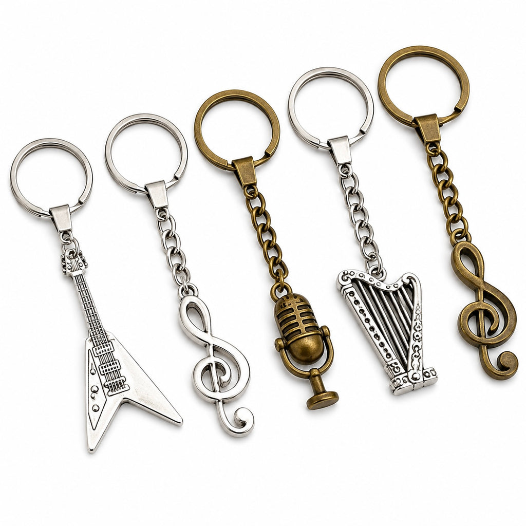 Microphone & Guitar Keychain – Handmade Music Charm Gift