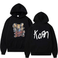Rock Band Korn Anime Cartoon Print Hoodie Men Women Oversized