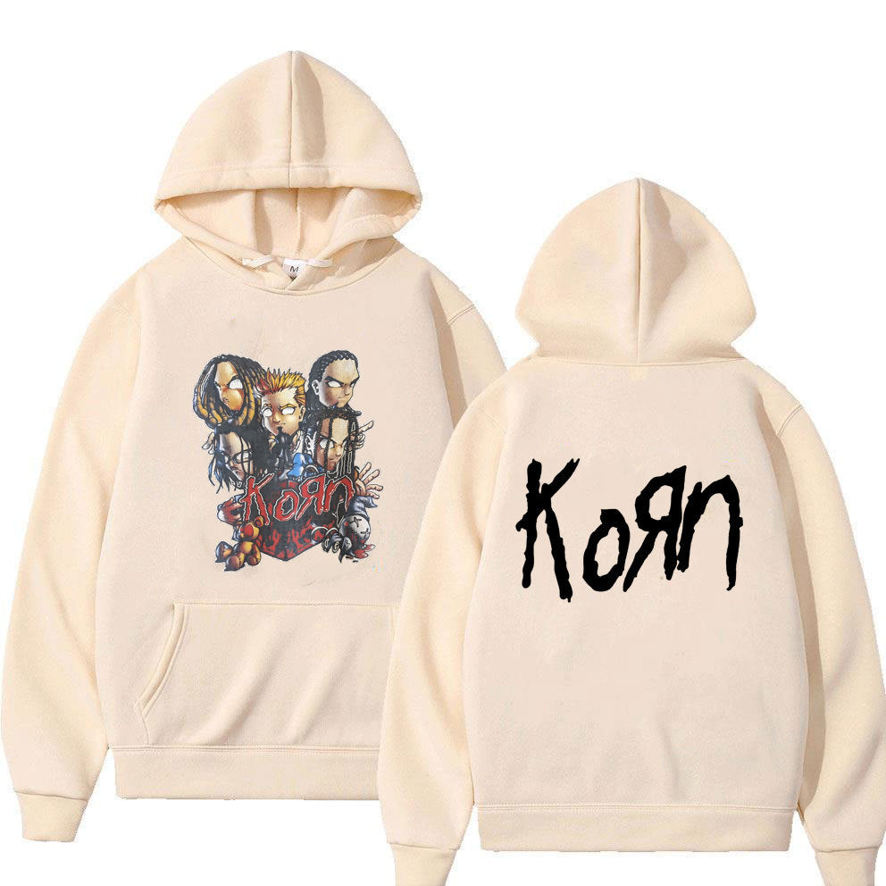 Rock Band Korn Anime Cartoon Print Hoodie Men Women Oversized