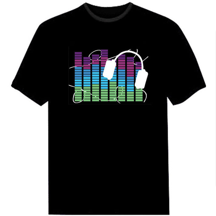 Luminous T-shirt men and women with cross-border Amazon disco net red bar nightclub led voice-activated luminous short sleeve wholesale