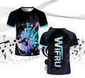Summer New T-shirt Men's Mesh Short-sleeveD 3D Guitar Graffiti PrinteD RounD Neck StuDent Couple Loose TrenDy BranD Clothing