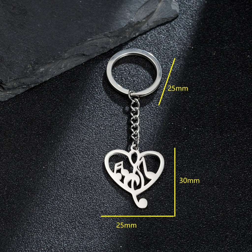Stainless Steel Guitar Keychain – Handmade Music Charm Festival Gift