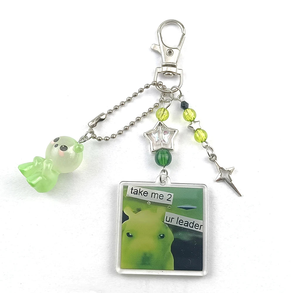 Y2K Beaded Guitar Microphone Keychain – Star Phone Charm Backpack Gift