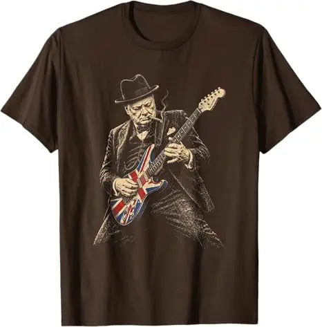 Winston Churchill Playing Guitar Rocker Humor Vintage T-Shirt Y2k Rock Punk Fun Graphic Streetwear Clothes Novelty Gift Cool Tee