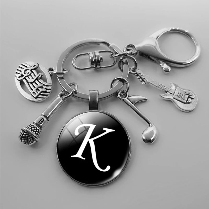 A-Z Letter Music Keychain – Handmade Guitar & Microphone Teacher Gift