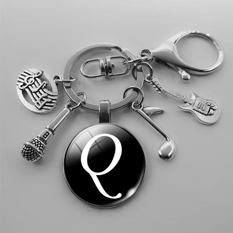 A-Z Letter Music Keychain – Handmade Guitar & Microphone Teacher Gift