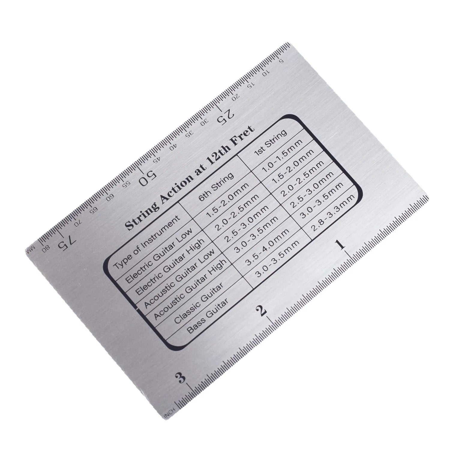 Stainless Steel Guitar String Action Ruler – Setup Gauge for Guitar & Bass