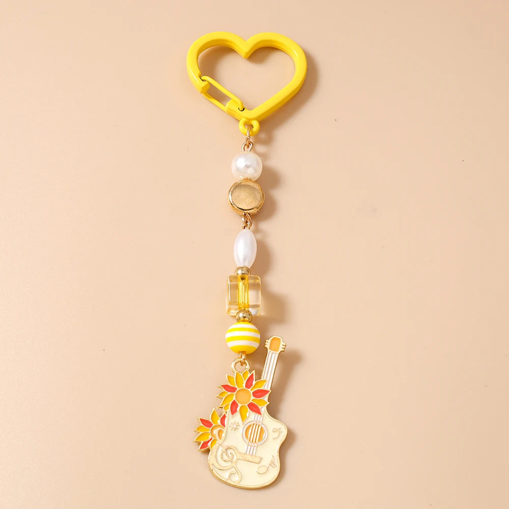 Guitar Keychain for Women – Musical Instrument Key Ring Bag Pendant Gift