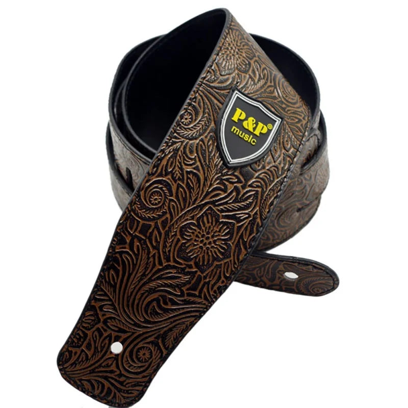 Adjustable Leather Guitar Strap for Acoustic & Electric Guitar