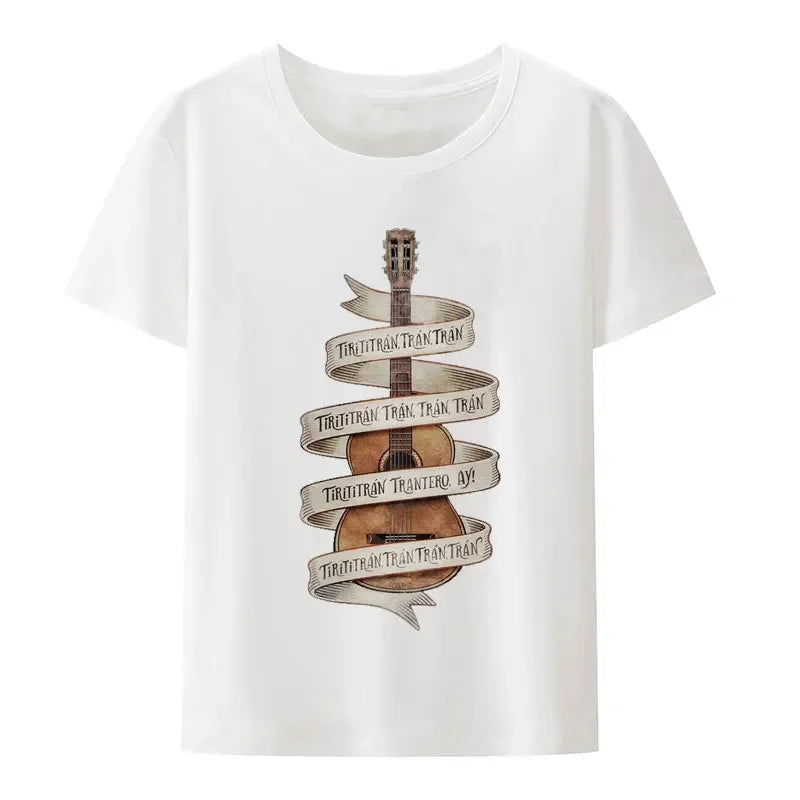 Funny Spanish Guitar Flamenco Tiritritrán Print T Shirt Hip Hop Popular Fashion Streetwear Unisex Short Sleev Loose Casual Tops