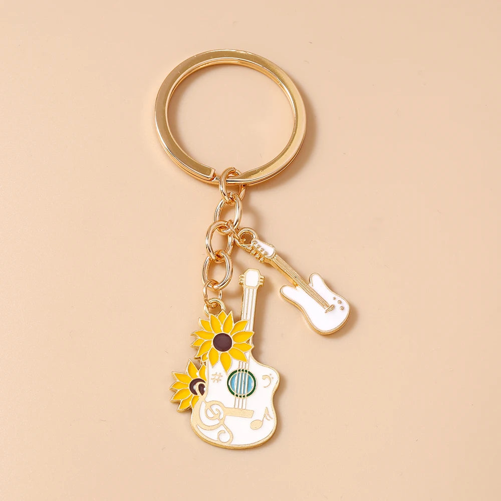 Guitar Keychain for Women – Musical Instrument Key Ring Bag Pendant Gift