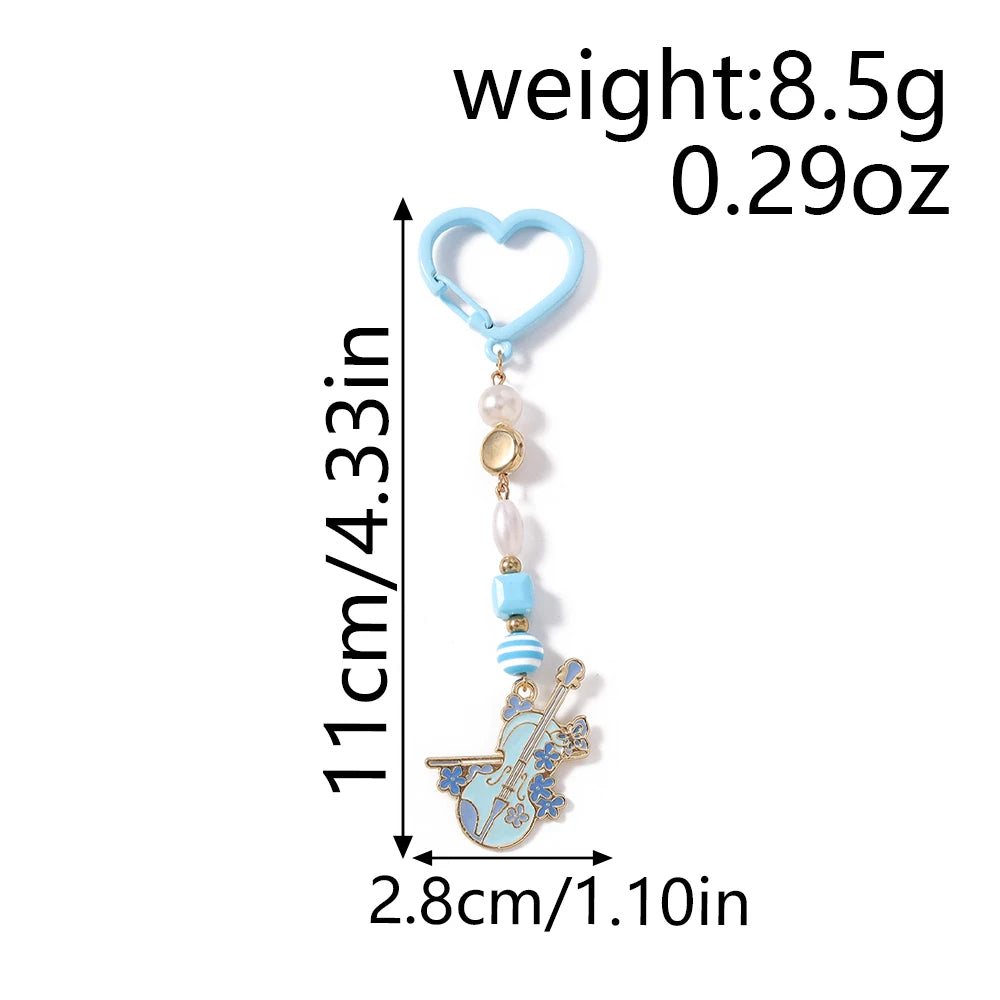 Guitar Keychain for Women – Musical Instrument Key Ring Bag Pendant Gift