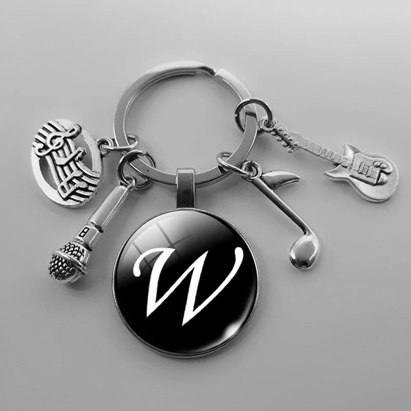 A-Z Letter Music Keychain – Handmade Guitar & Microphone Teacher Gift