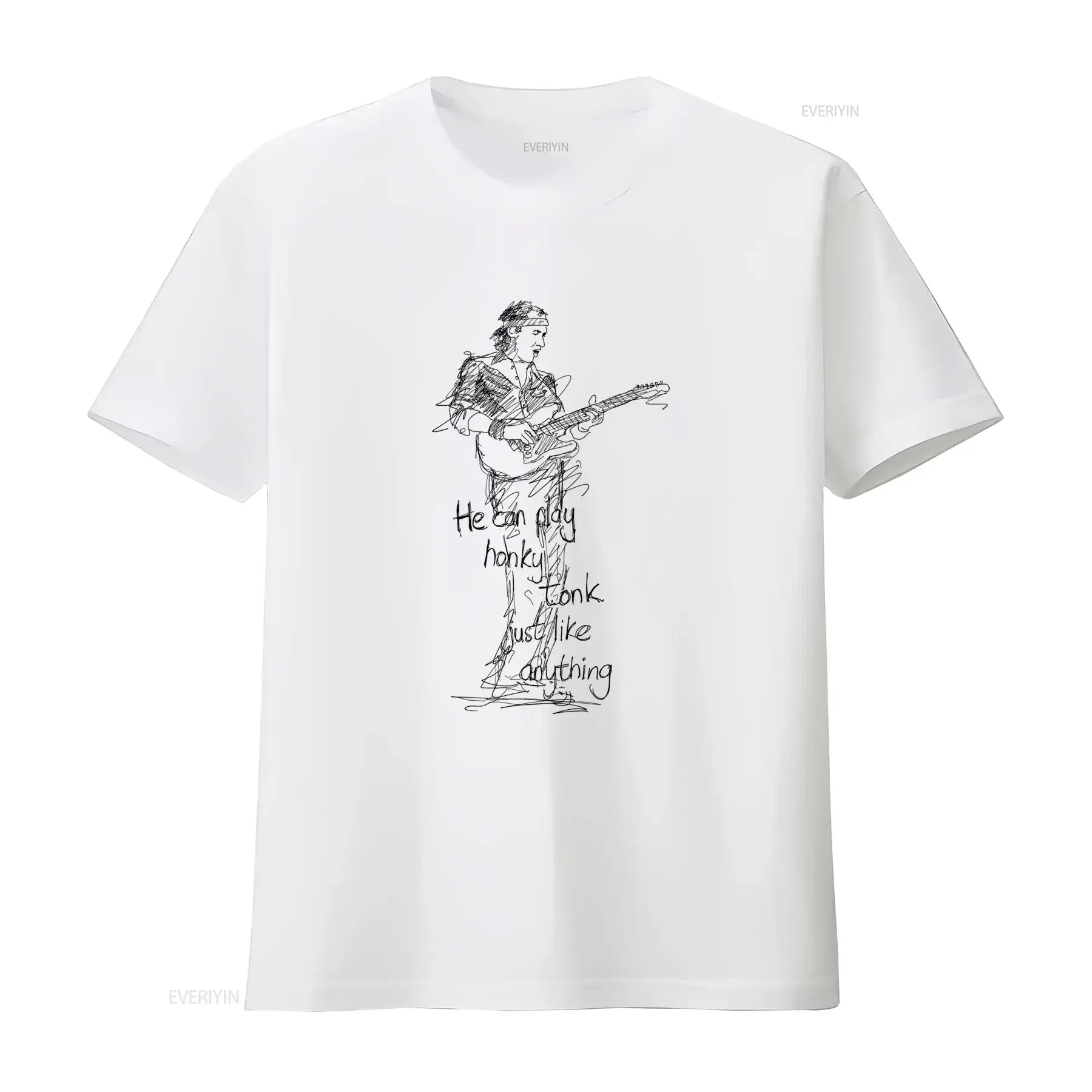 Mark Knopfler Dire Straits Rock Guitarist T Shirt for Men Fairwear Approved Cotton with Stylish Sketch Print Perfect vintage