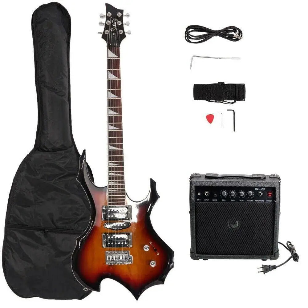 Burning Fire 6-String Electric Guitar Kit with Bag & 20W Amp