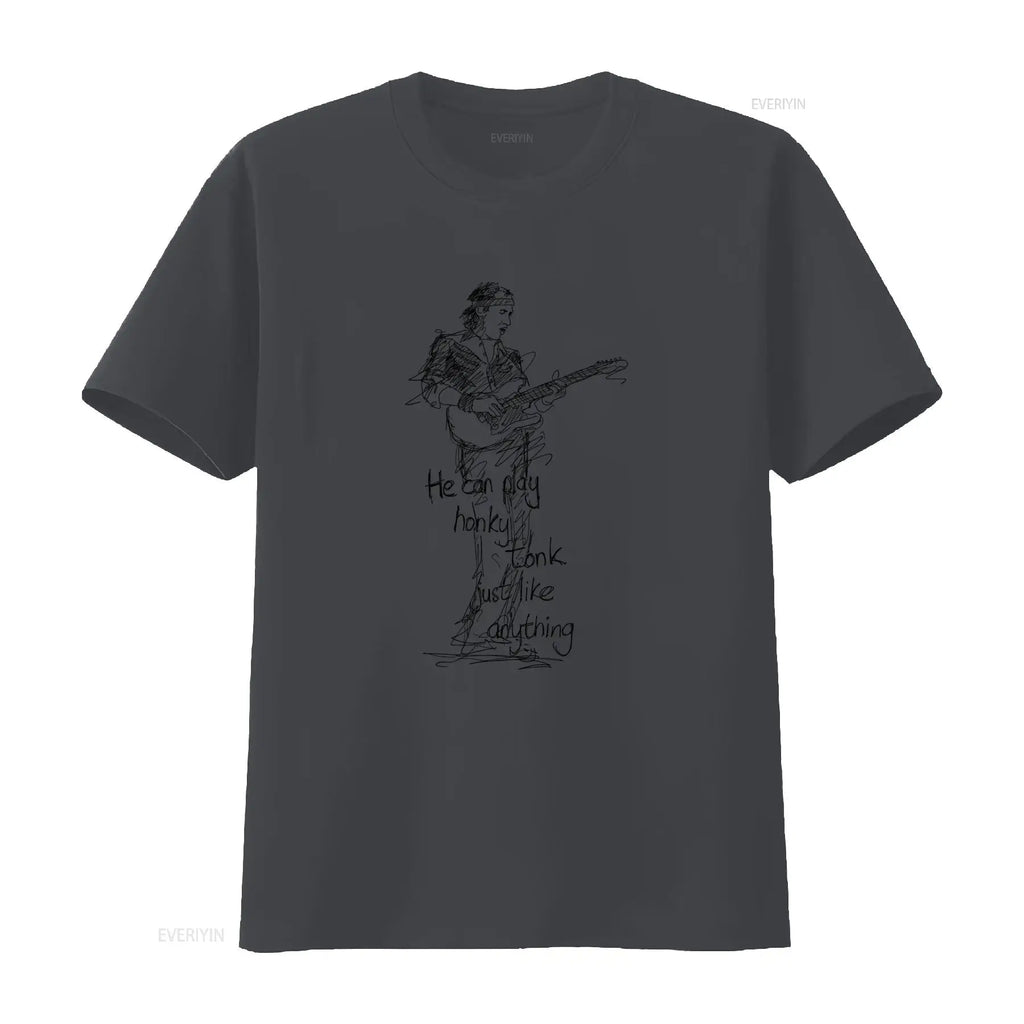 Mark Knopfler Dire Straits Rock Guitarist T Shirt for Men Fairwear Approved Cotton with Stylish Sketch Print Perfect vintage