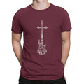 Guitar Typography On Black T-Shirt Men Skillet Band Awesome Pure Cotton Tee Shirt O Neck Short Sleeve T Shirts Summer Clothing
