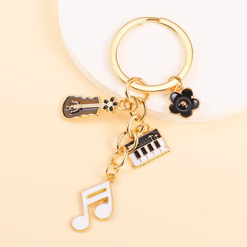 Retro Music Keychain – Microphone Piano Saxophone Pendant Kids Gift