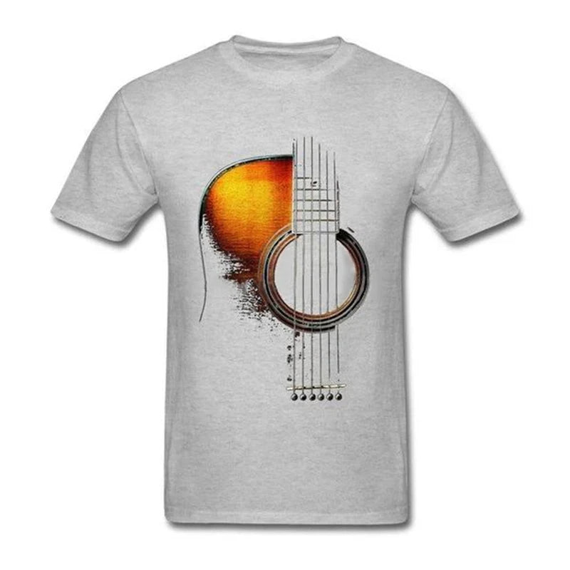 Men's Guitar Graphic T Shirt 3D Print Music Guitar Short Sleeve T-Shirt Tops Summer Casual Crew Neck Tees Oversize Men Clothing