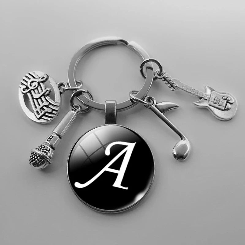 A-Z Letter Music Keychain – Handmade Guitar & Microphone Teacher Gift