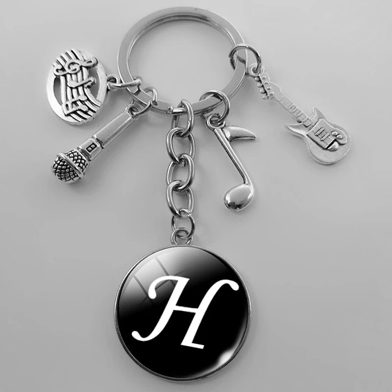 A-Z Letter Music Keychain – Handmade Guitar & Microphone Teacher Gift