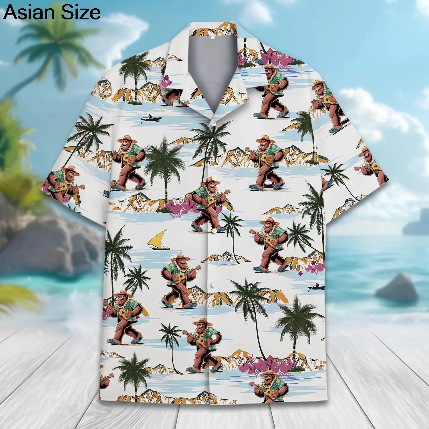 2025 Guitar Hawaiian Shirt Men Women Clothes Retro Electric Rock Animal Funny Musician Aloha Short Sleeve Hip Hop Button Blouses