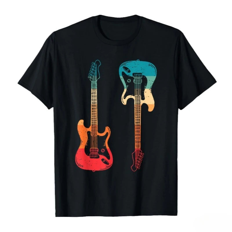 Fender Vintage Guitar Lineup Shirt Guitar Graphic T Shirts Retro Tees Funny Christmas T-shirt Unisex Clothing Casual Wear