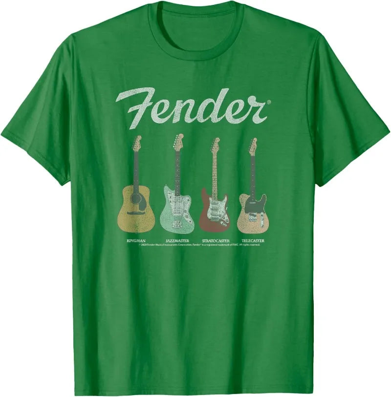 Fender Vintage Guitar Lineup Shirt Guitar Graphic T Shirts Retro Tees Funny Christmas T-shirt Unisex Clothing Casual Wear