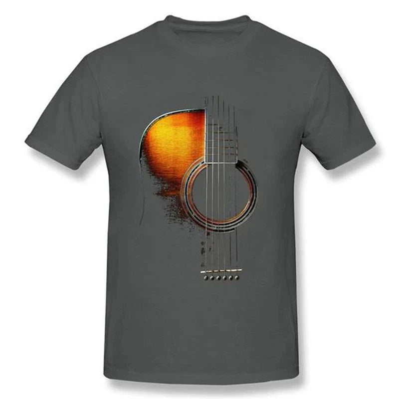 Men's Guitar Graphic T Shirt 3D Print Music Guitar Short Sleeve T-Shirt Tops Summer Casual Crew Neck Tees Oversize Men Clothing