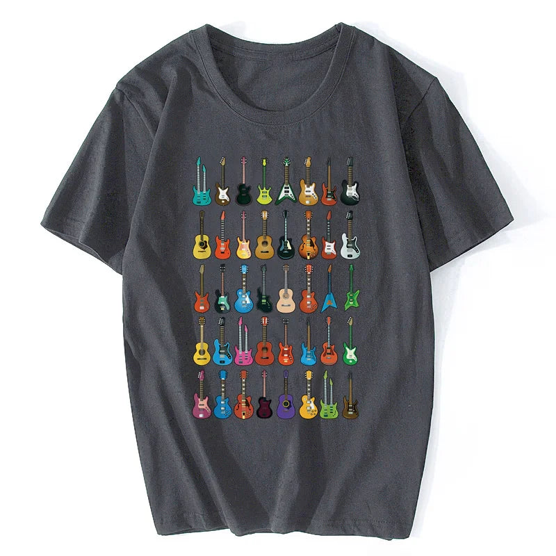 Love Guitar T-shirt Men Different Guitars T Shirt Music Lover Funny Tshirt Swag Clothing Custom Summer Coolest Black Streetwear
