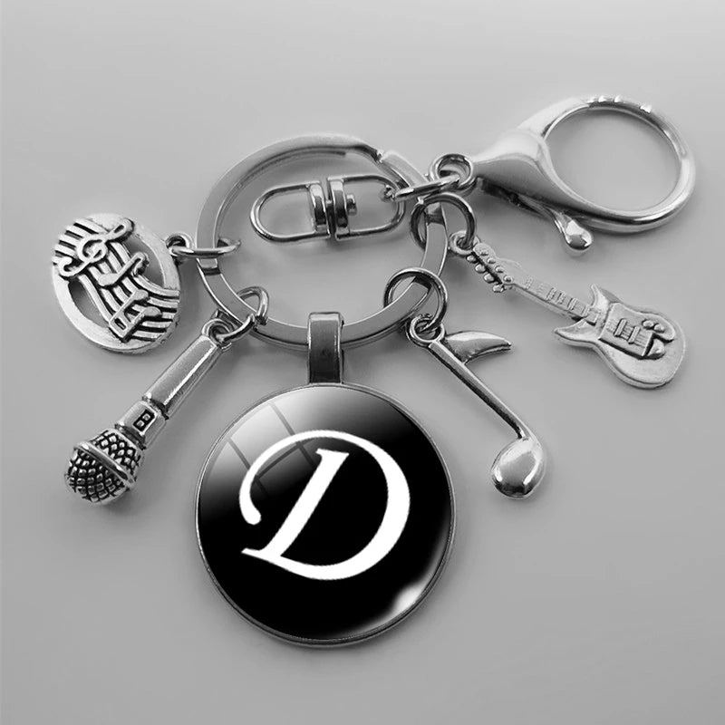 A-Z Letter Music Keychain – Handmade Guitar & Microphone Teacher Gift