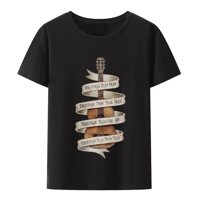 Funny Spanish Guitar Flamenco Tiritritrán Print T Shirt Hip Hop Popular Fashion Streetwear Unisex Short Sleev Loose Casual Tops