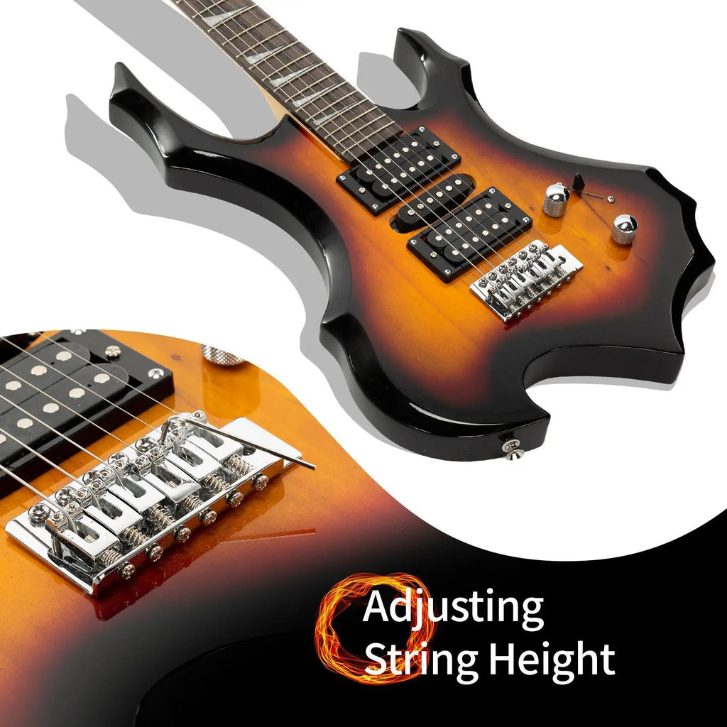 Burning Fire 6-String Electric Guitar Kit with Bag & 20W Amp